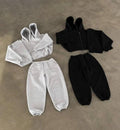 Premium Zip Crop Hoodie Set